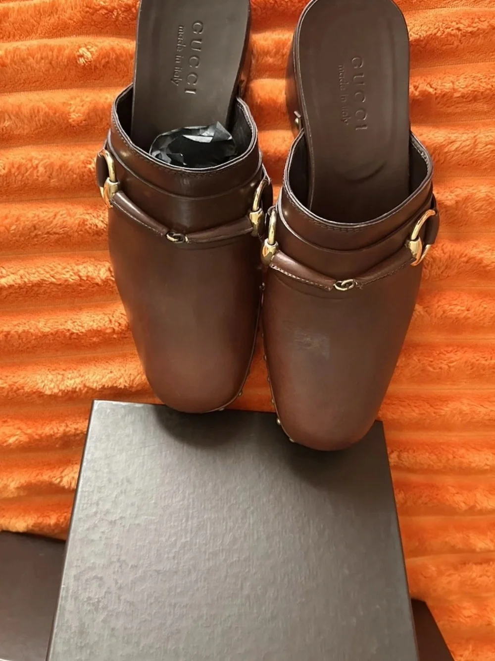 Gucci Dark Chestnut Velvet Textile with Black Label Patch